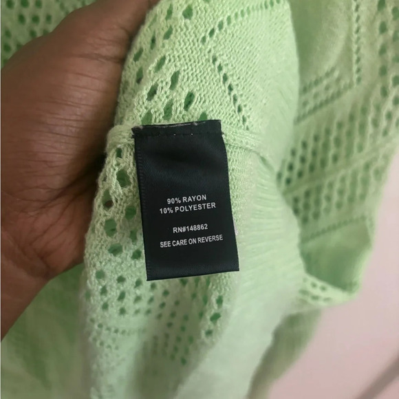 Torrid Paradise Green Pointelle Open Crochet style Sweater Breathable - Picture 5 of 6